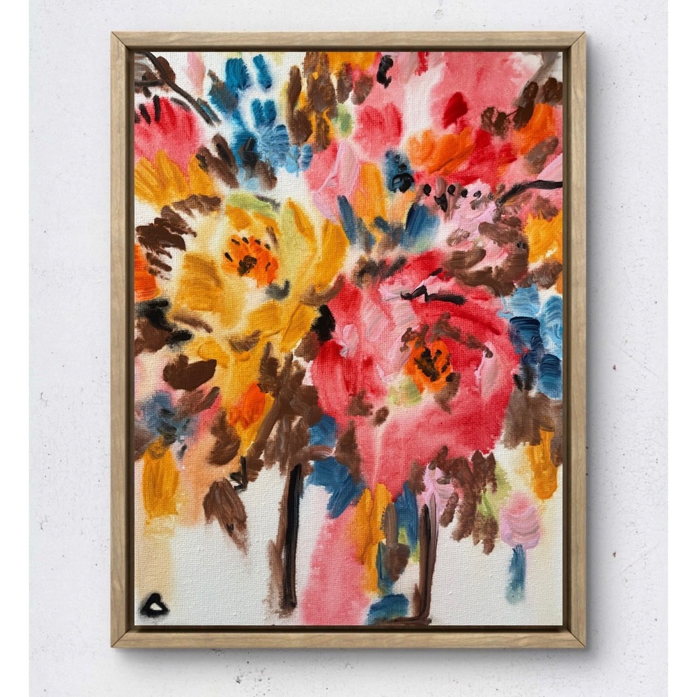 OMAN Original Floral Oil Painting Canvas 8x10 Abstract Impressionist Flower Art